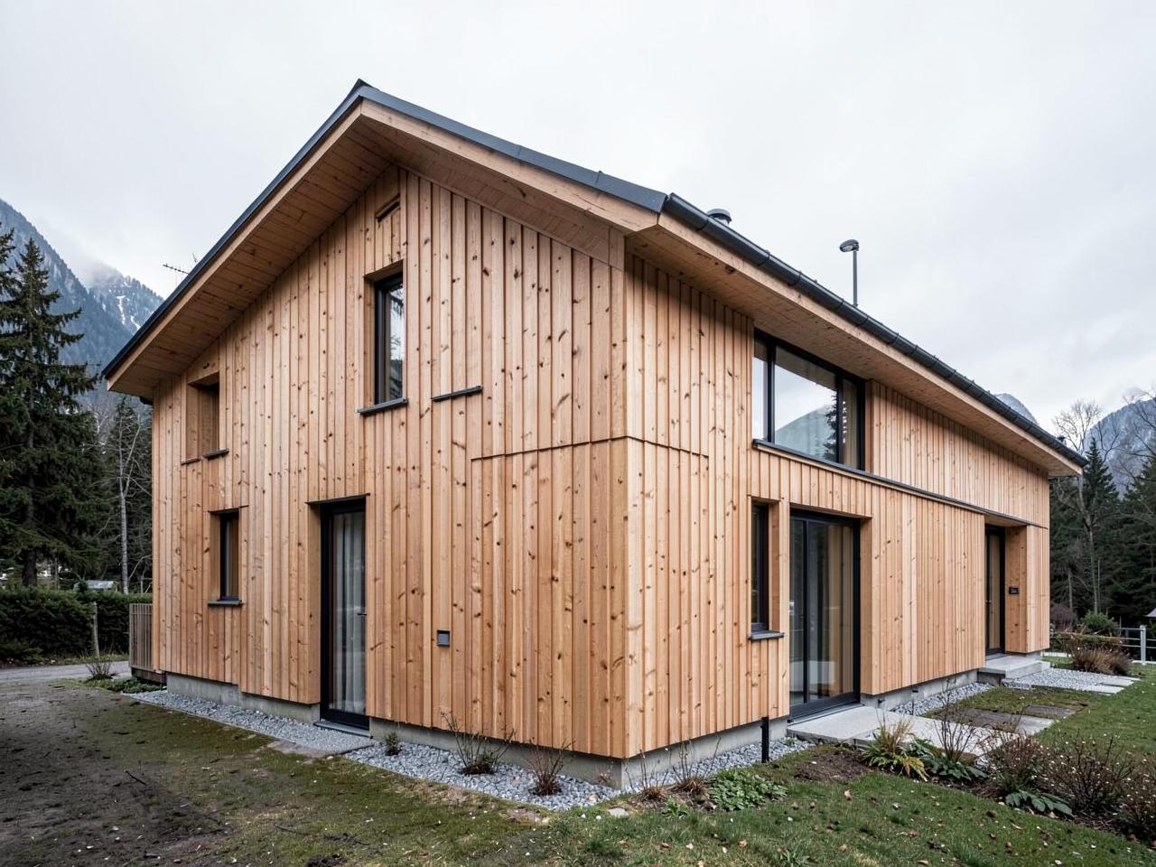 Modernes Wohnhaus mit Holzfassade (Platzhalterbild)
